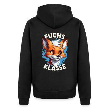 Cartoon Fuchsklasse Grundschule Klassentier - Unisex Premium Bio Zip Hoodie - Schwarz - Hinten - Nico (187cm)