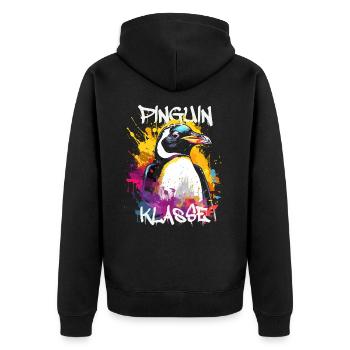 Graffiti Pinguinklasse Grundschule Klassentier - Unisex Premium Bio Zip Hoodie - Schwarz - Hinten - Nico (187cm)