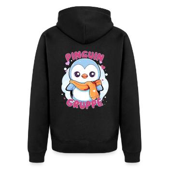 Süßes Pinguingruppe Kindergarten Gruppentier - Unisex Premium Bio Zip Hoodie - Schwarz - Hinten - Nico (187cm)