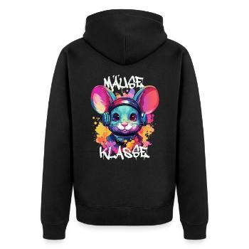 Graffiti Mäuseklasse Grundschule Klassentier - Unisex Premium Bio Zip Hoodie - Schwarz - Hinten - Nico (187cm)