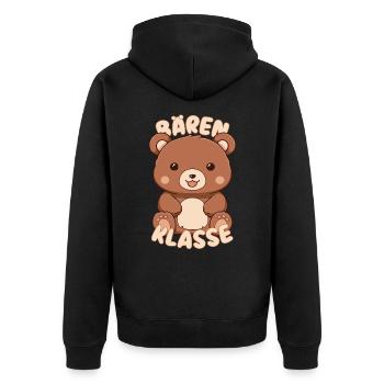 Süßes Bärenklasse Grundschule Klassentier - Unisex Premium Bio Zip Hoodie - Schwarz - Hinten - Nico (187cm)