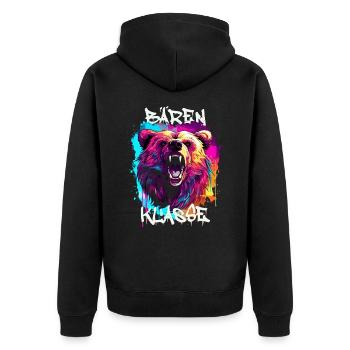 Graffiti Bärenklasse Grundschule Klassentier - Unisex Premium Bio Zip Hoodie - Schwarz - Hinten - Nico (187cm)