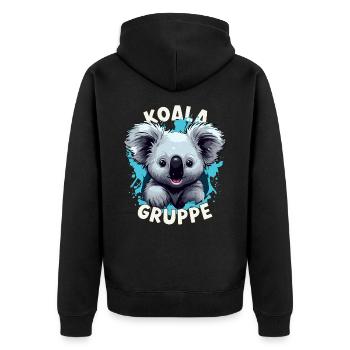 Cartoon Koalagruppe Kindergarten Gruppentier - Unisex Premium Bio Zip Hoodie - Schwarz - Hinten - Nico (187cm)
