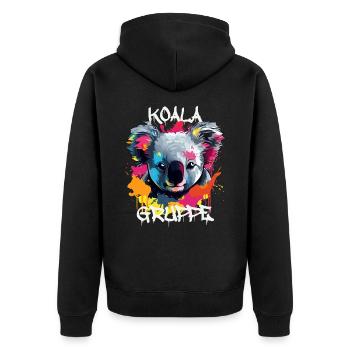 Graffiti Koalagruppe Kindergarten Gruppentier - Unisex Premium Bio Zip Hoodie - Schwarz - Hinten - Nico (187cm)