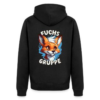 Cartoon Fuchsgruppe Kindergarten Gruppentier - Unisex Premium Bio Zip Hoodie - Schwarz - Hinten - Nico (187cm)