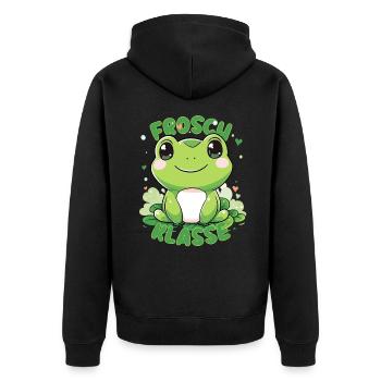 Süßes Froschklasse Grundschule Klassentier - Unisex Premium Bio Zip Hoodie - Schwarz - Hinten - Nico (187cm)