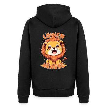 Süßes Löwenklasse Grundschule Klassentier - Unisex Premium Bio Zip Hoodie - Schwarz - Hinten - Nico (187cm)