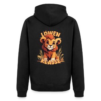 Cartoon Löwenklasse Grundschule Klassentier - Unisex Premium Bio Zip Hoodie - Schwarz - Hinten - Nico (187cm)