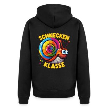 Cartoon Schneckenklasse Grundschule Klassentier - Unisex Premium Bio Zip Hoodie - Schwarz - Hinten - Nico (187cm)