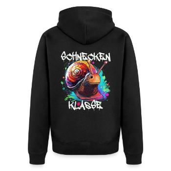 Graffiti Schneckenklasse Grundschule Klassentier - Unisex Premium Bio Zip Hoodie - Schwarz - Hinten - Nico (187cm)