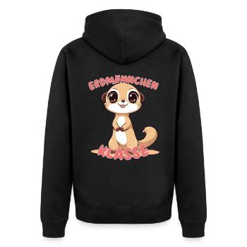 Süßes Erdmännchenklasse Grundschule Klassentier - Unisex Premium Bio Zip Hoodie - Schwarz - Hinten - Nico (187cm)
