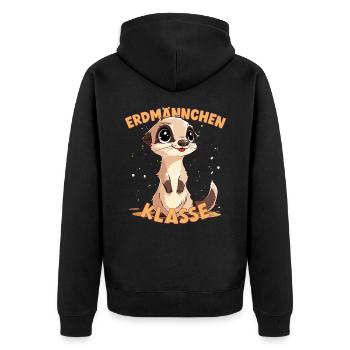 Cartoon Erdmännchenklasse Grundschule Klassentier - Unisex Premium Bio Zip Hoodie - Schwarz - Hinten - Nico (187cm)