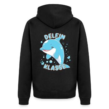 Süßes Delfinklasse Grundschule Klassentier - Unisex Premium Bio Zip Hoodie - Schwarz - Hinten - Nico (187cm)