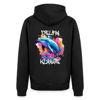 Graffiti Delfinklasse Grundschule Klassentier - Unisex Premium Bio Zip Hoodie - Schwarz - Hinten - Nico (187cm)