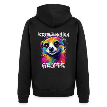 Erdmännchengruppe Kindergarten Gruppentier - Unisex Premium Bio Zip Hoodie - Schwarz - Hinten - Nico (187cm)