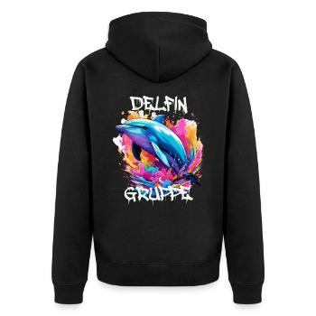 Graffiti Delfingruppe Kindergarten Gruppentier - Unisex Premium Bio Zip Hoodie - Schwarz - Hinten - Nico (187cm)