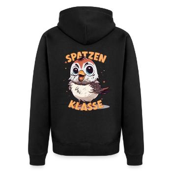 Cartoon Spatzenklasse Grundschule Klassentier - Unisex Premium Bio Zip Hoodie - Schwarz - Hinten - Nico (187cm)
