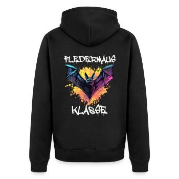 Graffiti Fledermausklasse Grundschule Klassentier - Unisex Premium Bio Zip Hoodie - Schwarz - Hinten - Nico (187cm)