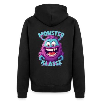 Cartoon Monsterklasse Grundschule Klassentier - Unisex Premium Bio Zip Hoodie - Schwarz - Hinten - Nico (187cm)