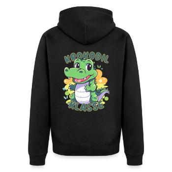 Süßes Krokodilklasse Grundschule Klassentier - Unisex Premium Bio Zip Hoodie - Schwarz - Hinten - Nico (187cm)