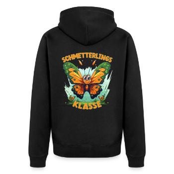 Comic Schmetterlingsklasse Grundschule Klassentier - Unisex Premium Bio Zip Hoodie - Schwarz - Hinten - Nico (187cm)