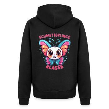 Süßes Schmetterlingsklasse Grundschule Klassentier - Unisex Premium Bio Zip Hoodie - Schwarz - Hinten - Nico (187cm)