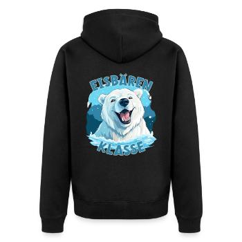 Cartoon Eisbärenklasse Grundschule Klassentier - Unisex Premium Bio Zip Hoodie - Schwarz - Hinten - Nico (187cm)