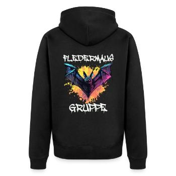 Graffiti Fledermausgruppe Kindergarten Gruppentier - Unisex Premium Bio Zip Hoodie - Schwarz - Hinten - Nico (187cm)