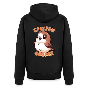 Süßes Spatzengruppe Kindergarten Gruppentier Spatz - Unisex Premium Bio Zip Hoodie - Schwarz - Hinten - Nico (187cm)