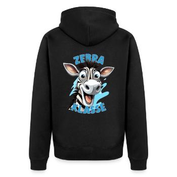 Cartoon Zebraklasse Grundschule Klassentier Zebra - Unisex Premium Bio Zip Hoodie - Schwarz - Hinten - Nico (187cm)