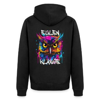 Graffiti Eulenklasse Grundschule Klassentier Eule - Unisex Premium Bio Zip Hoodie - Schwarz - Hinten - Nico (187cm)