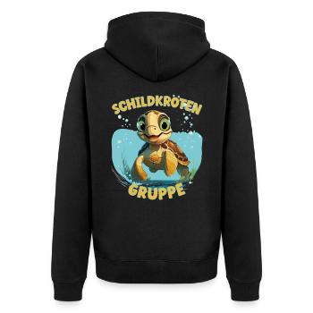Comic Schildkrötengruppe Kindergarten Gruppentier - Unisex Premium Bio Zip Hoodie - Schwarz - Hinten - Nico (187cm)