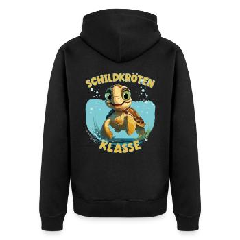 Cartoon Schildkrötenklasse Grundschule Klassentier - Unisex Premium Bio Zip Hoodie - Schwarz - Hinten - Nico (187cm)