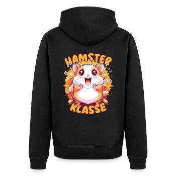 Süßes Hamsterklasse Grundschule Klassentier - Unisex Premium Bio Zip Hoodie - Schwarz - Hinten - Nico (187cm)