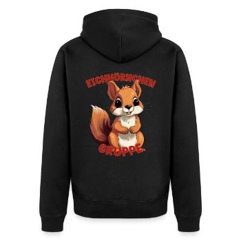 Comic Eichhörnchengruppe Kindergarten Gruppentier - Unisex Premium Bio Zip Hoodie - Schwarz - Hinten - Nico (187cm)