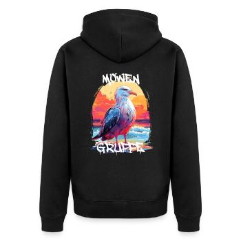 Graffiti Möwengruppe Kindergarten Gruppentier Möwe - Unisex Premium Bio Zip Hoodie - Schwarz - Hinten - Nico (187cm)