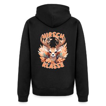Süßes Hirschklasse Grundschule Klassentier Hirsch - Unisex Premium Bio Zip Hoodie - Schwarz - Hinten - Nico (187cm)