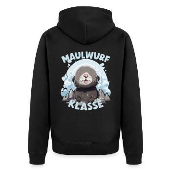 Cartoon Maulwurfklasse Grundschule Klassentier - Unisex Premium Bio Zip Hoodie - Schwarz - Hinten - Nico (187cm)