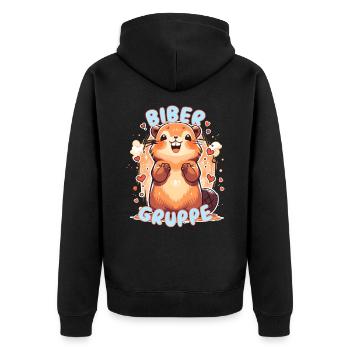 Süßes Bibergruppe Kindergarten Gruppentier Biber - Unisex Premium Bio Zip Hoodie - Schwarz - Hinten - Nico (187cm)