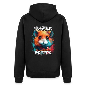Graffiti Hamstergruppe Kindergarten Gruppentier - Unisex Premium Bio Zip Hoodie - Schwarz - Hinten - Nico (187cm)