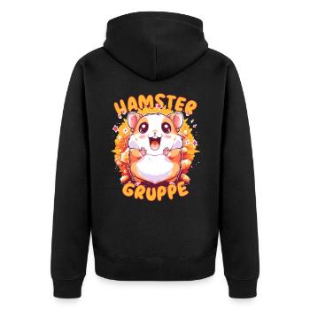 Süßes Hamstergruppe Kindergarten Gruppentier - Unisex Premium Bio Zip Hoodie - Schwarz - Hinten - Nico (187cm)
