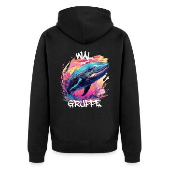 Graffiti Walgruppe Kindergarten Gruppentier Wal - Unisex Premium Bio Zip Hoodie - Schwarz - Hinten - Nico (187cm)