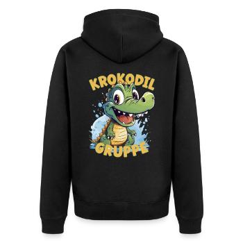 Comic Krokodilgruppe Kindergarten Gruppentier - Unisex Premium Bio Zip Hoodie - Schwarz - Hinten - Nico (187cm)