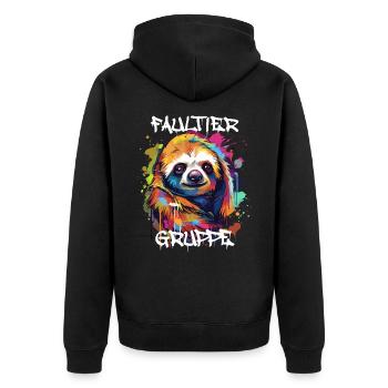 Graffiti Faultiergruppe Kindergarten Gruppentier - Unisex Premium Bio Zip Hoodie - Schwarz - Hinten - Nico (187cm)