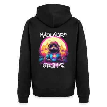 Graffiti Maulwurfgruppe Kindergarten Gruppentier - Unisex Premium Bio Zip Hoodie - Schwarz - Hinten - Nico (187cm)