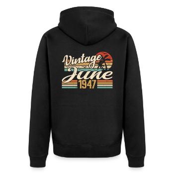 Juni 1947 Geburtstag 1947 Retro 1947 Juni 1947 - Unisex Premium Bio Zip Hoodie - Schwarz - Hinten - Nico (187cm)