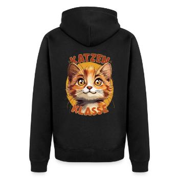 Cartoon Katzenklasse Grundschule Klassentier Katze - Unisex Premium Bio Zip Hoodie - Schwarz - Hinten - Nico (187cm)