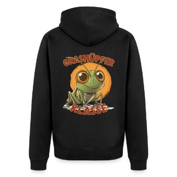 Cartoon Grashüpferklasse Grundschule Klassentier - Unisex Premium Bio Zip Hoodie - Schwarz - Hinten - Nico (187cm)