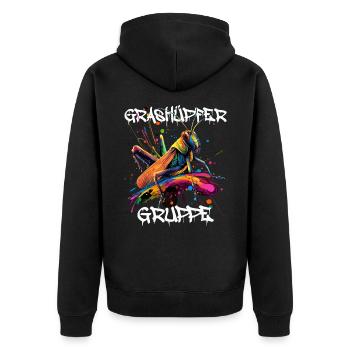 Graffiti Grashüpfergruppe Kindergarten Gruppentier - Unisex Premium Bio Zip Hoodie - Schwarz - Hinten - Nico (187cm)