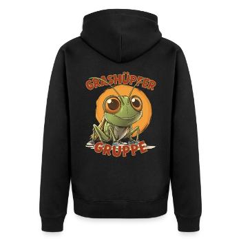 Cartoon Grashüpfergruppe Kindergarten Gruppentier - Unisex Premium Bio Zip Hoodie - Schwarz - Hinten - Nico (187cm)